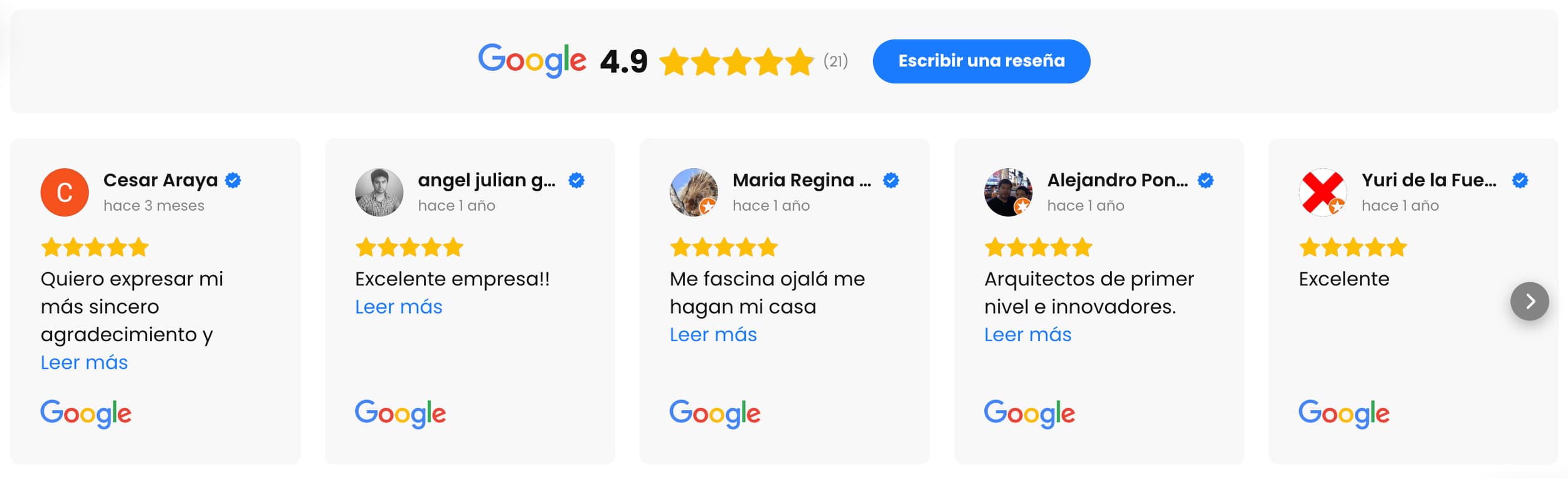 Comentarios de clientes en Google